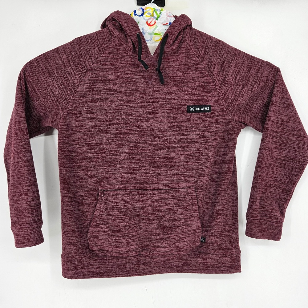 Coalatree Evolution Hoodie Mens Small Maroon Pullover Thumbholes Fleece‎